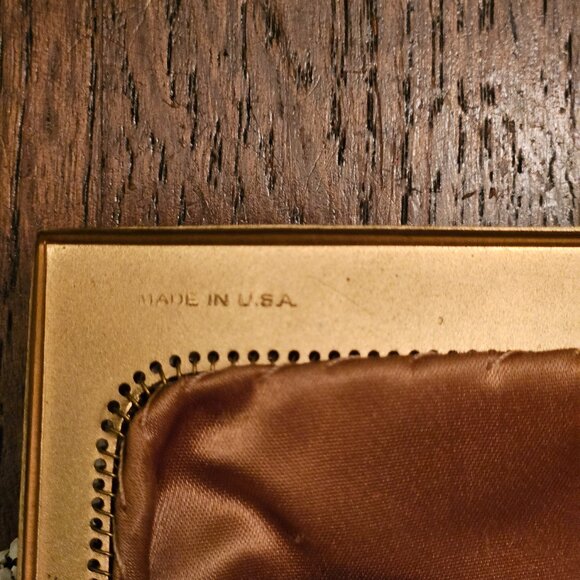 Vtg. Whiting and Davis Mother of Pearl Inlay White Mesh Clutch Orig.Box - Picture 8 of 13